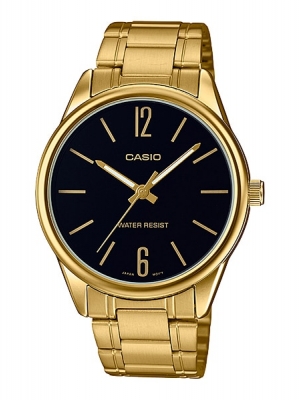 CASIO นาฬิกาคาสิโอ นาฬิกาข้อมือ นาฬิกากันน้ำ นาฬิกาของแท้ ประกันศูนย์ CMG 1 ปี รุ่น MTP-V005G-1B นาฬิกาสีทอง