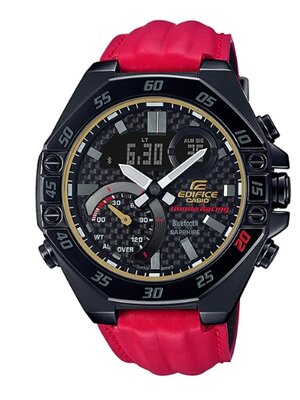 CASIO EDIFICE นาฬิกาข้อมือ นาฬิกากันน้ำ นาฬิกาของแท้ ประกันศูนย์ CMG 1 ปี รุ่น ECB-10HR-1A นาฬิกาสีเเดง