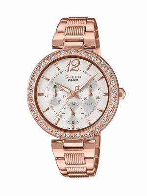 CASIO SHEEN นาฬิกาข้อมือ นาฬิกากันน้ำ นาฬิกาของแท้ ประกันศูนย์ CMG 1 ปี รุ่น SHE-3065PG-7A นาฬิกาสีน้ำตาล