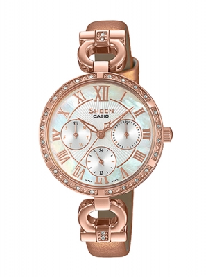 CASIO SHEEN นาฬิกาข้อมือ นาฬิกากันน้ำ นาฬิกาของแท้ ประกันศูนย์ CMG 1 ปี รุ่น SHE-3067PGL-7B นาฬิกาสีน้ำตาล