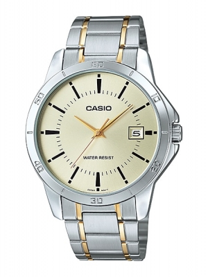 CASIO นาฬิกาคาสิโอ นาฬิกาข้อมือ นาฬิกากันน้ำ นาฬิกาของแท้ ประกันศูนย์ CMG 1 ปี รุ่น MTP-V004SG-9A นาฬิกาสีเงิน
