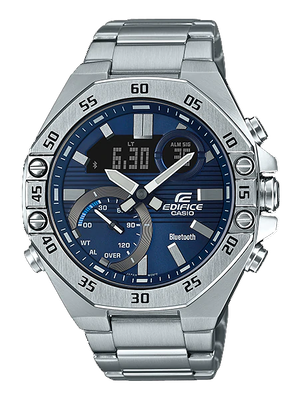 CASIO EDIFICE นาฬิกาข้อมือ นาฬิกากันน้ำ นาฬิกาของแท้ ประกันศูนย์ CMG 1 ปี รุ่น ECB-10D-2A นาฬิกาสีเงิน