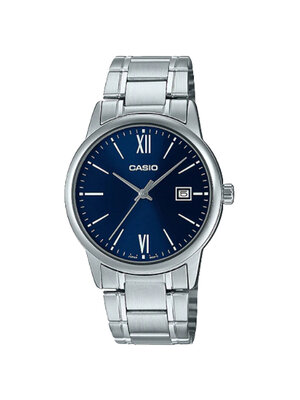 CASIO นาฬิกาคาสิโอ นาฬิกาข้อมือ นาฬิกากันน้ำ นาฬิกาของแท้ ประกันศูนย์ CMG 1 ปี รุ่น MTP-V002D-2B นาฬิกาสีเงิน