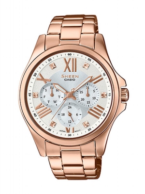 CASIO SHEEN นาฬิกาข้อมือ นาฬิกากันน้ำ นาฬิกาของแท้ ประกันศูนย์ CMG 1 ปี รุ่น SHE-3809PG-7A นาฬิกาสีน้ำตาล