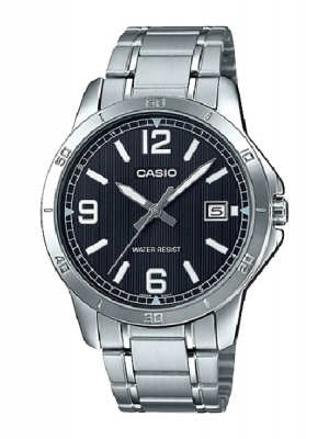 CASIO นาฬิกาคาสิโอ นาฬิกาข้อมือ นาฬิกากันน้ำ นาฬิกาของแท้ ประกันศูนย์ CMG 1 ปี รุ่น MTP-V004D-1B2 นาฬิกาสีดำ