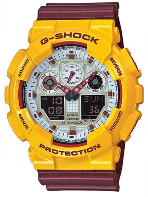 CASIO G-SHOCK นาฬิกาข้อมือ นาฬิกากันน้ำ นาฬิกาของแท้ ประกันศูนย์ CMG 1 ปี รุ่น GA-100CS-9A นาฬิกาสีเหลือง