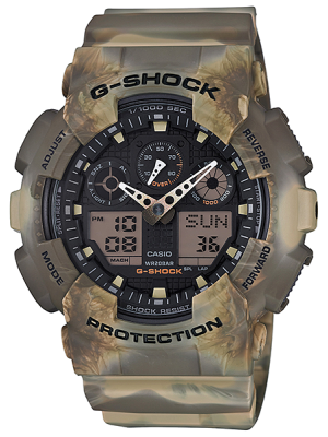 CASIO G-SHOCK นาฬิกาข้อมือ นาฬิกากันน้ำ นาฬิกาของแท้ ประกันศูนย์ CMG 1 ปี รุ่น GA-100MM-5A นาฬิกาสีน้้ำตาล