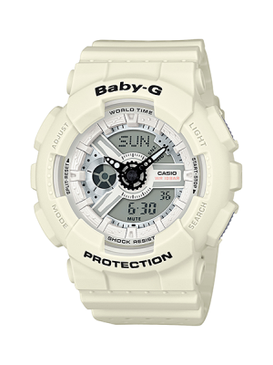CASIO MID YEAR SALE BABY-G นาฬิกาข้อมือ นาฬิกากันน้ำ นาฬิกาของแท้ ประกันศูนย์ CMG 1 ปี รุ่น BA-110PP-7A นาฬิกาสีขาว