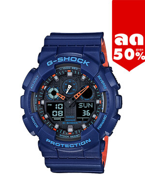 CASIO G-SHOCK นาฬิกาข้อมือ นาฬิกากันน้ำ นาฬิกาของแท้ ประกันศูนย์ CMG 1 ปี รุ่น GA-100L-2A นาฬิกาสีน้้ำเงิน