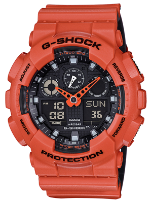 CASIO G-SHOCK นาฬิกาข้อมือ นาฬิกากันน้ำ นาฬิกาของแท้ ประกันศูนย์ CMG 1 ปี รุ่น GA-100L-4A นาฬิกาสีส้ม