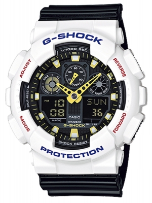 CASIO G-SHOCK นาฬิกาข้อมือ นาฬิกากันน้ำ นาฬิกาของแท้ ประกันศูนย์ CMG 1 ปี รุ่น GA-100CS-7A นาฬิกาสีขาว