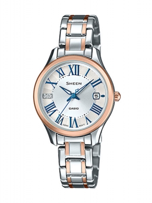 CASIO SHEEN นาฬิกาข้อมือ นาฬิกากันน้ำ นาฬิกาของแท้ ประกันศูนย์ CMG 1 ปี รุ่น SHE-4050SPG-7A นาฬิกาสีเงิน