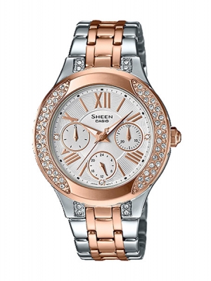 CASIO SHEEN นาฬิกาข้อมือ นาฬิกากันน้ำ นาฬิกาของแท้ ประกันศูนย์ CMG 1 ปี รุ่น SHEEN SHE-3809SG-7A นาฬิกาสีน้ำตาล