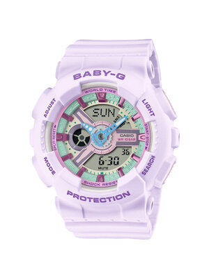 CASIO นาฬิกาคาสิโอ นาฬิกาข้อมือ นาฬิกากันน้ำ นาฬิกาของแท้ ประกันศูนย์ CMG 1 ปี รุ่น BA-110XPM-6A นาฬิกาสีม่วง