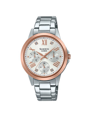 CASIO SHEEN นาฬิกาข้อมือ นาฬิกากันน้ำ นาฬิกาของแท้ ประกันศูนย์ CMG 1 ปี รุ่น SHE-3516SG-7A นาฬิกาสีเงิน