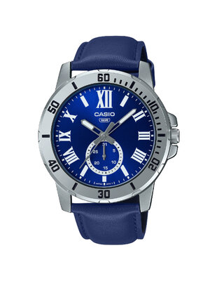 CASIO นาฬิกาคาสิโอ นาฬิกาข้อมือ นาฬิกากันน้ำ นาฬิกาของแท้ ประกันศูนย์ CMG 1 ปี รุ่น MTP-VD200L-2B นาฬิกาสีน้ำเงิน