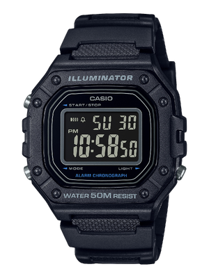 CASIO MID YEAR SALE นาฬิกาคาสิโอ พร้อมส่ง นาฬิกาข้อมือ นาฬิกากันน้ำ นาฬิกาของแท้ BTS ประกันศูนย์ CMG 1 ปี รุ่น W-218H-1B นาฬิกาสีดำ