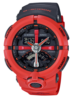 CASIO G-SHOCK นาฬิกาข้อมือ นาฬิกากันน้ำ นาฬิกาของแท้ ประกันศูนย์ CMG 1 ปี รุ่น GA-500P-4A นาฬิกาสีแดง