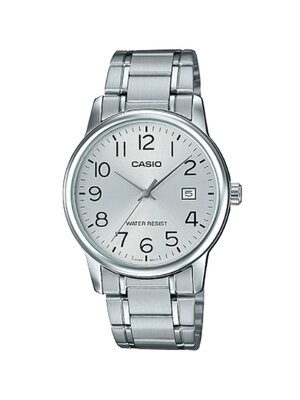 CASIO นาฬิกาคาสิโอ นาฬิกาข้อมือ นาฬิกากันน้ำ นาฬิกาของแท้ ประกันศูนย์ CMG 1 ปี รุ่น MTP-V002D-7B นาฬิกาสีเงิน