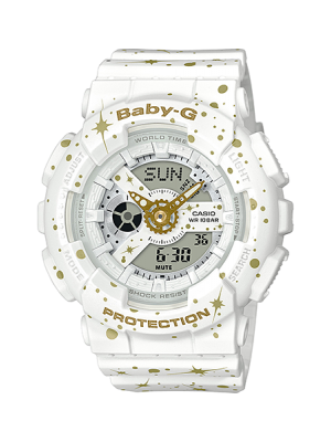 CASIO BABY-G นาฬิกาข้อมือ นาฬิกากันน้ำ นาฬิกาของแท้ ประกันศูนย์ CMG 1 ปี รุ่น BA-110ST-7A นาฬิกาสีขาว
