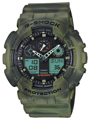 CASIO G-SHOCK นาฬิกาข้อมือ นาฬิกากันน้ำ นาฬิกาของแท้ ประกันศูนย์ CMG 1 ปี รุ่น GA-100MM-3A นาฬิกาสีเขียว