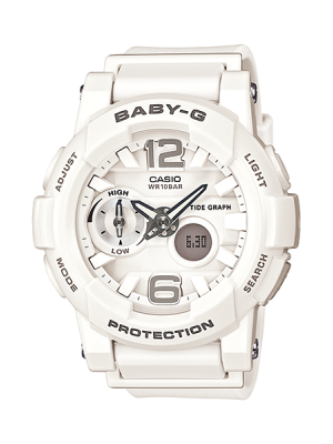CASIO BABY-G นาฬิกาข้อมือ นาฬิกากันน้ำ นาฬิกาของแท้ ประกันศูนย์ CMG 1 ปี รุ่น BGA-180-7B1 นาฬิกาสีขาว