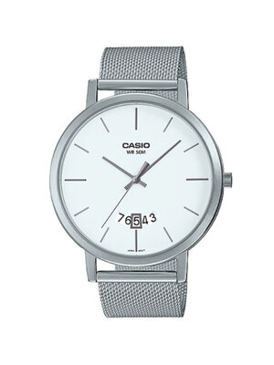 CASIO นาฬิกาคาสิโอ นาฬิกาข้อมือ นาฬิกากันน้ำ นาฬิกาของแท้ ประกันศูนย์ CMG 1 ปี รุ่น MTP-B100M-7E นาฬิกาสีเงิน