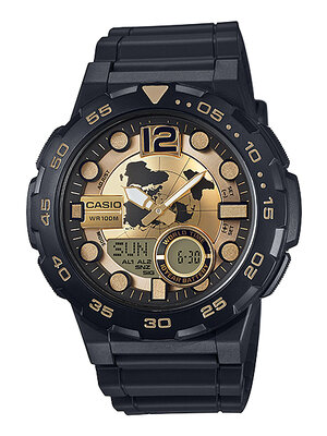 CASIO นาฬิกาคาสิโอ นาฬิกาข้อมือ นาฬิกากันน้ำ นาฬิกาของแท้ ประกันศูนย์ CMG 1 ปี รุ่น AEQ-100BW-9A นาฬิกาสีดำ