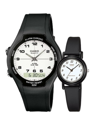 CASIO นาฬิกาคาสิโอ นาฬิกาข้อมือ นาฬิกากันน้ำ นาฬิกาของแท้ ประกันศูนย์ CMG 1 ปี รุ่น AW-90H-7B / LQ-139BMV-1B นาฬิกาสีดำ