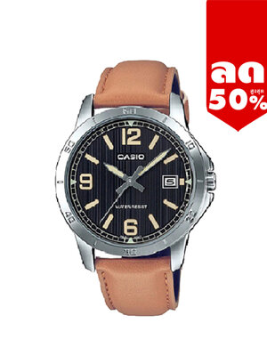 CASIO นาฬิกาคาสิโอ นาฬิกาข้อมือ นาฬิกากันน้ำ นาฬิกาของแท้ ประกันศูนย์ CMG 1 ปี รุ่น MTP-V004L-1B2 นาฬิกาสีน้ำตาล