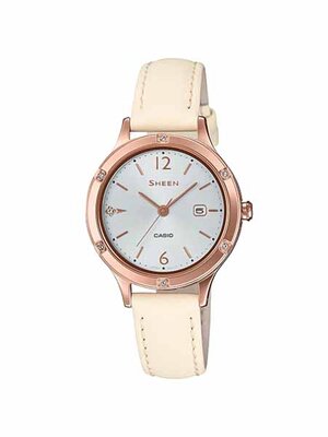 CASIO SHEEN นาฬิกาข้อมือ นาฬิกากันน้ำ นาฬิกาของแท้ ประกันศูนย์ CMG 1 ปี รุ่น SHE-4533PGL-7A นาฬิกาสีขาว