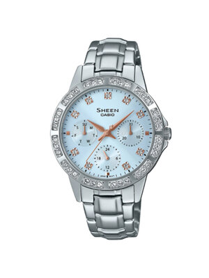CASIO SHEEN นาฬิกาข้อมือ นาฬิกากันน้ำ นาฬิกาของแท้ ประกันศูนย์ CMG 1 ปี รุ่น SHE-3517D-2A นาฬิกาสีเงิน
