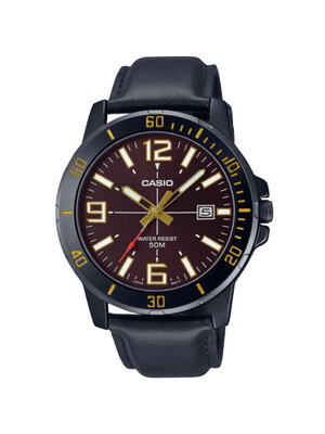 CASIO นาฬิกาคาสิโอ นาฬิกาข้อมือ นาฬิกากันน้ำ นาฬิกาของแท้ ประกันศูนย์ CMG 1 ปี รุ่น MTP-VD01BL-5B นาฬิกาสีดำ