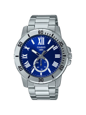 CASIO นาฬิกาคาสิโอ นาฬิกาข้อมือ นาฬิกากันน้ำ นาฬิกาของแท้ ประกันศูนย์ CMG 1 ปี รุ่น MTP-VD200D-2B นาฬิกาสีเงิน