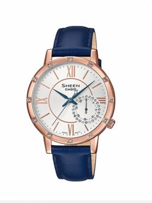 CASIO SHEEN นาฬิกาข้อมือ นาฬิกากันน้ำ นาฬิกาของแท้ ประกันศูนย์ CMG 1 ปี รุ่น SHE-3046GLP-7C นาฬิกาสีน้ำเงิน