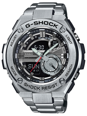 CASIO G-SHOCK นาฬิกาข้อมือ นาฬิกากันน้ำ นาฬิกาของแท้ ประกันศูนย์ CMG 1 ปี รุ่น GST-210D-1A นาฬิกาสีเงิน