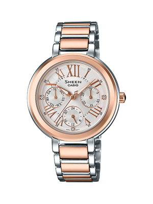 CASIO SHEEN นาฬิกาข้อมือ นาฬิกากันน้ำ นาฬิกาของแท้ ประกันศูนย์ CMG 1 ปี รุ่น SHE-3034SPG-7A นาฬิกาสีน้ำตาล