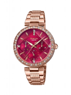 CASIO SHEEN นาฬิกาข้อมือ นาฬิกากันน้ำ นาฬิกาของแท้ ประกันศูนย์ CMG 1 ปี รุ่น SHE-3068PG-4B นาฬิกาสีน้ำตาล