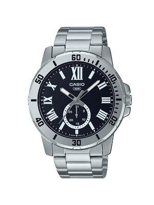 CASIO นาฬิกาคาสิโอ นาฬิกาข้อมือ นาฬิกากันน้ำ นาฬิกาของแท้ ประกันศูนย์ CMG 1 ปี รุ่น MTP-VD200D-1B นาฬิกาสีเงิน