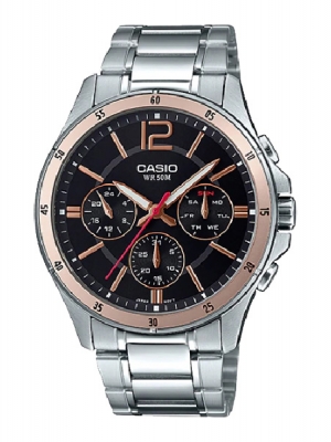 CASIO นาฬิกาคาสิโอ นาฬิกาข้อมือ นาฬิกากันน้ำ นาฬิกาของแท้ ประกันศูนย์ CMG 1 ปี รุ่น MTP-1374D-1A2 นาฬิกาสีเงิน