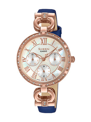 CASIO SHEEN นาฬิกาข้อมือ นาฬิกากันน้ำ นาฬิกาของแท้ ประกันศูนย์ CMG 1 ปี รุ่น SHE-3067PGL-7A นาฬิกาสีน้ำเงิน