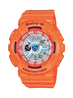 CASIO BABY-G นาฬิกาข้อมือ นาฬิกากันน้ำ นาฬิกาของแท้ ประกันศูนย์ CMG 1 ปี รุ่น BA-110SN-4A นาฬิกาสีส้ม