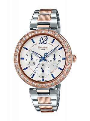 CASIO SHEEN นาฬิกาข้อมือ นาฬิกากันน้ำ นาฬิกาของแท้ ประกันศูนย์ CMG 1 ปี รุ่น SHE-3065SPG-7B นาฬิกาสีเงิน