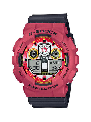 CASIO G-SHOCK นาฬิกาข้อมือ นาฬิกากันน้ำ นาฬิกาของแท้ ประกันศูนย์ CMG 1 ปี รุ่น GA-100DA-4A นาฬิกาสีแดง