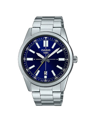 CASIO นาฬิกาคาสิโอ นาฬิกาข้อมือ นาฬิกากันน้ำ นาฬิกาของแท้ ประกันศูนย์ CMG 1 ปี รุ่น MTP-VD02D-2E นาฬิกาสีเงิน