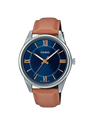 CASIO นาฬิกาคาสิโอ นาฬิกาข้อมือ นาฬิกากันน้ำ นาฬิกาของแท้ ประกันศูนย์ CMG 1 ปี รุ่น MTP-V005L-2B5 นาฬิกาสีน้ำตาล