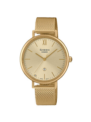 CASIO SHEEN นาฬิกาข้อมือ นาฬิกากันน้ำ นาฬิกาของแท้ ประกันศูนย์ CMG 1 ปี รุ่น SHE-4539GM-9A นาฬิกาสีทอง