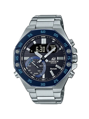 CASIO EDIFICE นาฬิกาข้อมือ นาฬิกากันน้ำ นาฬิกาของแท้ ประกันศูนย์ CMG 1 ปี รุ่น ECB-10DB-1B นาฬิกาสีเงิน