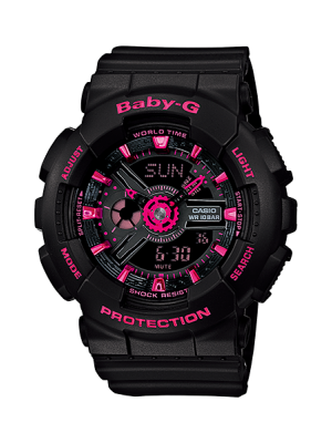 CASIO BABY-G นาฬิกาข้อมือ นาฬิกากันน้ำ นาฬิกาของแท้ ประกันศูนย์ CMG 1 ปี รุ่น BA-111-1A นาฬิกาสีดำ