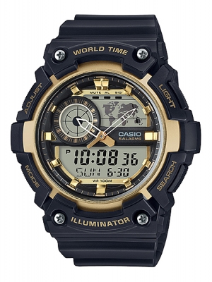 CASIO นาฬิกาคาสิโอ นาฬิกาข้อมือ นาฬิกากันน้ำ นาฬิกาของแท้ ประกันศูนย์ CMG 1 ปี รุ่น AEQ-200W-9A นาฬิกาสีดำ